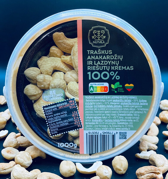 Hazelnut - Cashew Butter 1000g Crunchy